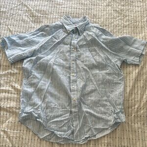 Men's Brooks Brothers Light Blue Striped Linen Shirt XL